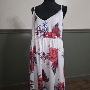 SHEIN White Dress with Red and Blue Floral Design